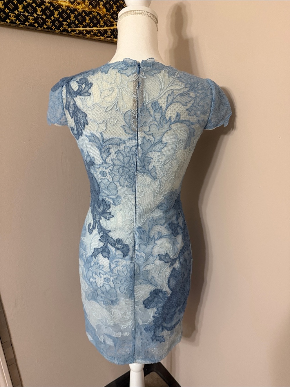Tadashi Shoji Anthropologie Powder Blue Lace Midi Dress - Picture 6 of 9